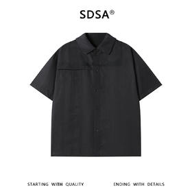 SDSA男装2026新款高贵轻奢简约纯色解构拼接短袖衬衫小众设计百搭