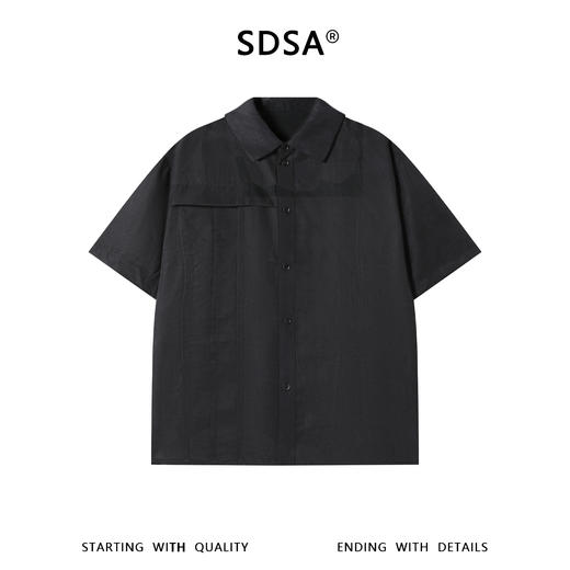 SDSA男装2026新款高贵轻奢简约纯色解构拼接短袖衬衫小众设计百搭 商品图0