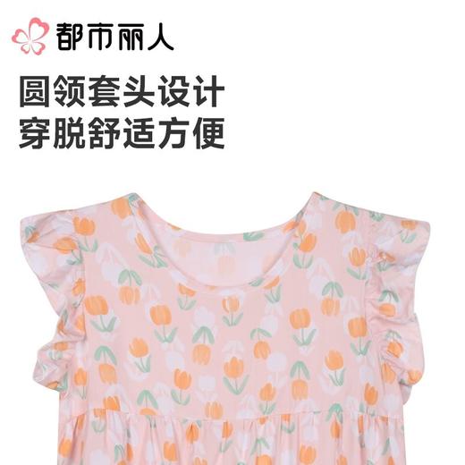 都市丽人睡衣儿童睡衣家居服梭织人棉睡衣童装棉质裙装小飞袖连衣裙女童睡衣JHC6M1 商品图4
