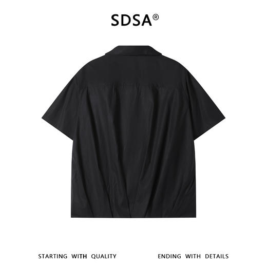 SDSA男装2026新款高贵轻奢日系简约纯色下摆褶皱翻领短袖衬衫百搭 商品图4