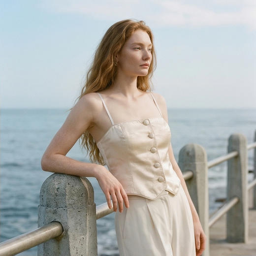 NJP/NOT JUST PAJAMA  City Light系列 提花抹胸真丝马甲上衣（带胸垫）NJP2315 商品图1