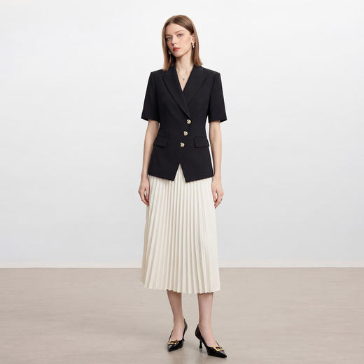 IWY/夏季薄款短袖西装百褶裙女高级感收腰显瘦职场套装工作服6C33+S2471 商品图2