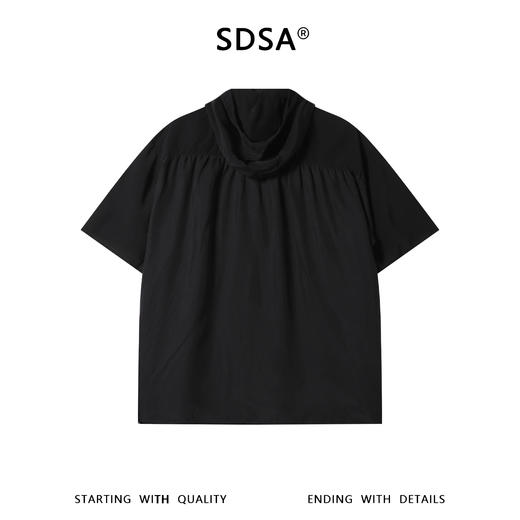 SDSA男装2026新款高贵轻奢纯色简约拉链翻领连帽短袖衬衫百搭显瘦 商品图4