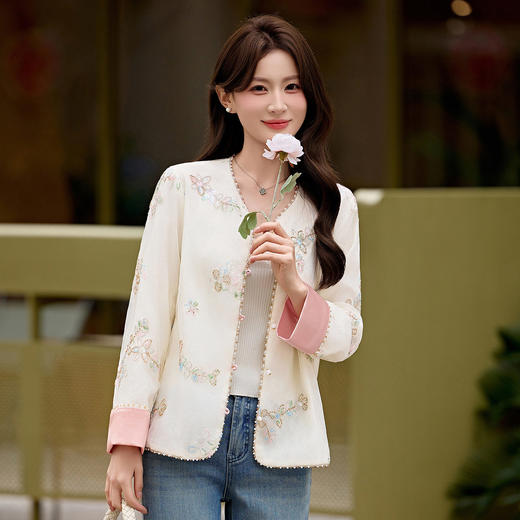 「自」全新升级【铂金会员330/天猫439/差价109】(05344)洛诗琳新中式重工刺绣外套女2026新款小个子复古国风短外套 商品图3