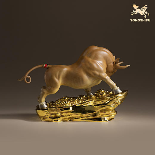 铜师傅《力耕千金》牛吉祥物客厅办公室 招财开业工艺品铜摆件 商品图2