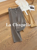 专柜实拍【全棉工装牛仔】拉夏贝尔/La Chapelle宽松复古高腰单扣裤袢工装风直筒牛仔裤美式做旧伐木裤 商品缩略图0