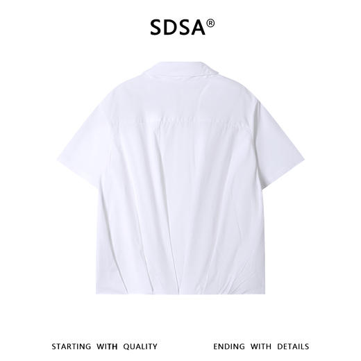 SDSA男装2026新款高贵轻奢日系简约纯色下摆褶皱翻领短袖衬衫百搭 商品图4