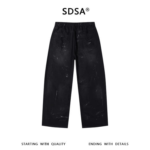 SDSA男装2026新款轻奢刷漆涂鸦印花阔腿牛仔裤日系复古宽松直筒裤 商品图1