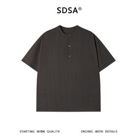 SDSA男装2026新款高贵轻奢韩系简约半纽扣圆领短袖T恤基础款百搭