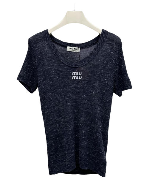 女款logo刺绣针织短袖上衣hu017 商品图0