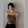 【甜酷风❗️链条肩带吊带】辣妹日常穿搭内搭，修身显瘦贴合身形，金属链条肩带提升设计感，坑条纹弹力面料透气舒适，内搭性感美式打底无袖带胸垫上衣夏QQ 商品缩略图1