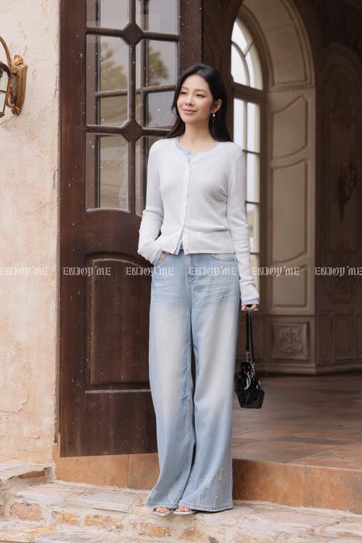 【门店同款】ENJOY夏季破洞水洗蓝阔腿裤 170694261 商品图0