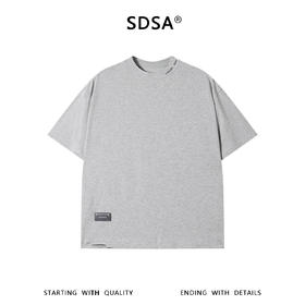 SDSA男装2026新款高贵轻奢韩系简约纯色小标设计短袖T恤百搭上衣