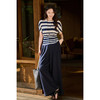 条纹针织衫 会呼吸的天丝棉混纺 时髦腔调 米思阳2026夏季新款设计感落肩捏褶收腰针织T恤撞色条纹百搭上衣2074-2111 商品缩略图5