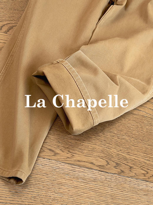 专柜实拍【全棉工装牛仔】拉夏贝尔/La Chapelle宽松复古高腰单扣裤袢工装风直筒牛仔裤美式做旧伐木裤 商品图6