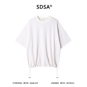 SDSA男装2026新款高贵轻奢抽绳下摆肌理感短袖T恤宽松圆领上衣