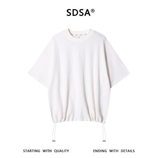 SDSA男装2026新款高贵轻奢抽绳下摆肌理感短袖T恤宽松圆领上衣 商品图0