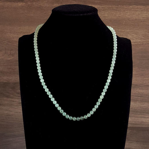 【天然正品】A货翡翠天然细腻冰种飘蓝花约6.5MM翡翠圆珠项链 链长：56CM 250326NJS13 商品图5