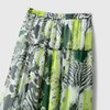 真丝绿底印花高腰松紧腰宽松半身裙 商品缩略图1