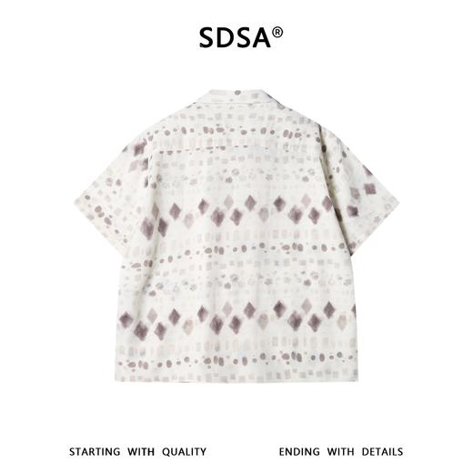 SDSA男装2026新款轻奢几何菱形满印古巴领短袖衬衫宽松复古上衣 商品图4