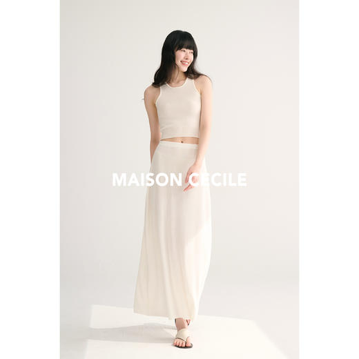 MAISON CECILE 三色夏日轻透软糯莱赛尔亚麻混纺针织短袖T恤/半裙（新增花灰色） 商品图2