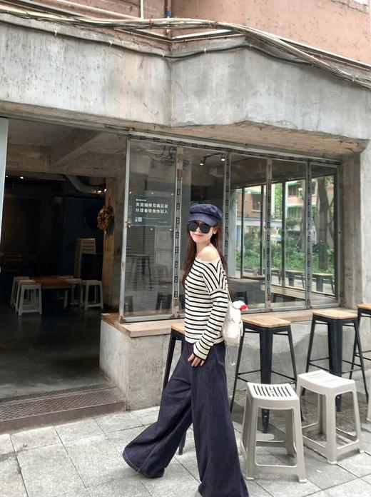 <曾小咸推荐>4.10现货秒杀 ！微信超特价！韩系条纹斜肩t恤 日常169.99 立减90 秒杀79.99！！ 商品图5