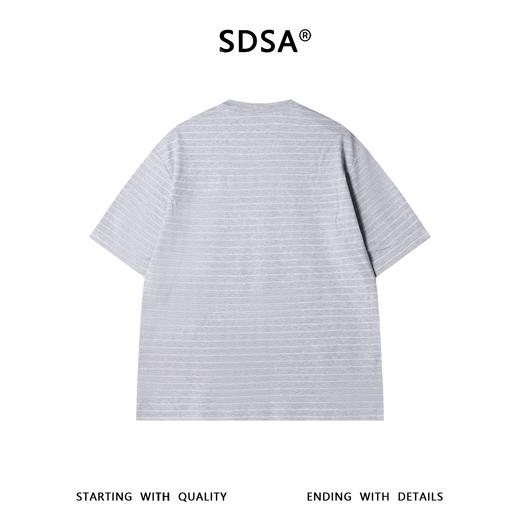 SDSA男装2026新款高贵轻奢细条纹短袖T恤宽松重磅圆领休闲上衣 商品图4