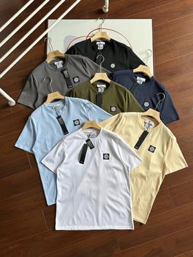 石头岛夏季胸前徽章LOGO短袖圆领T恤