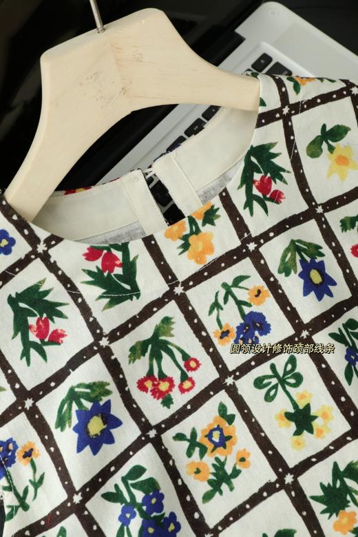 日系4/5*R艺术印花棉麻小飞袖宽松廓形连衣裙&上衣 商品图11