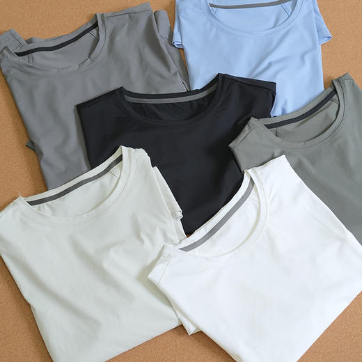 【lulu同款】2026新款小皱激光冲孔多功能裁片男女款四面弹透气运动T恤 商品图7