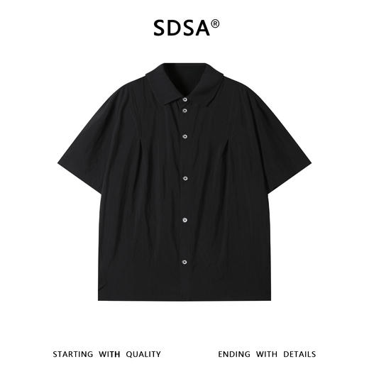 SDSA男装2026新款高贵轻奢潮牌简约褶皱纯色短袖衬衫显瘦百搭上衣 商品图0