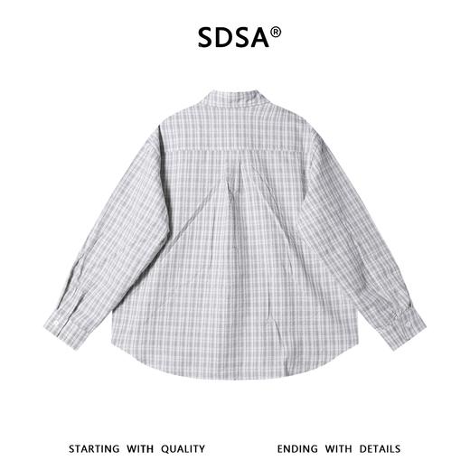 SDSA男装2026新款高贵轻奢格纹爱心刺绣长袖衬衫宽松翻领休闲上衣 商品图4