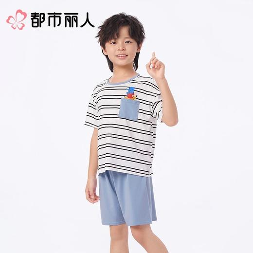 都市丽人睡衣儿童睡衣家居服竹纤维睡衣童装棉质短袖套装短袖短裤男女童通用睡衣JHC2M2 商品图1