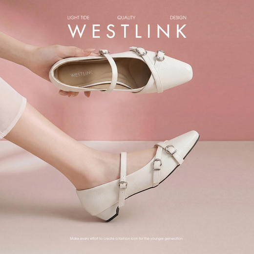 西遇厚底玛丽珍鞋女2026春季新款猫跟软面小皮鞋方头交叉带单鞋子V0566333 商品图1