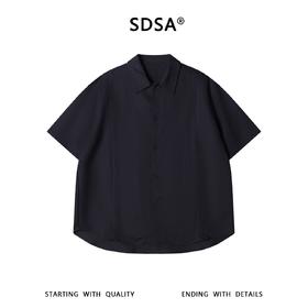 SDSA男装2026新款高贵轻奢日系纯色明线翻领短袖衬衫百搭宽松上衣