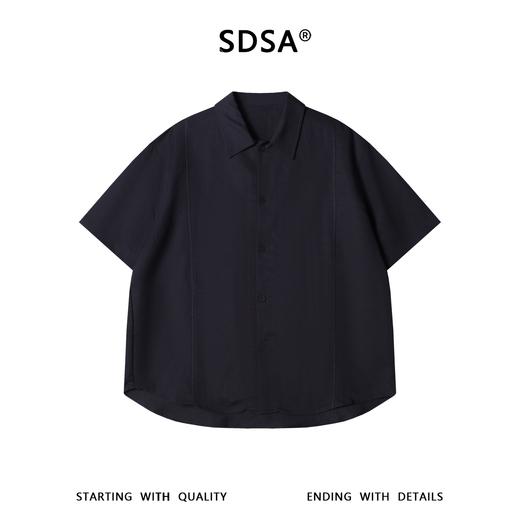 SDSA男装2026新款高贵轻奢日系纯色明线翻领短袖衬衫百搭宽松上衣 商品图0
