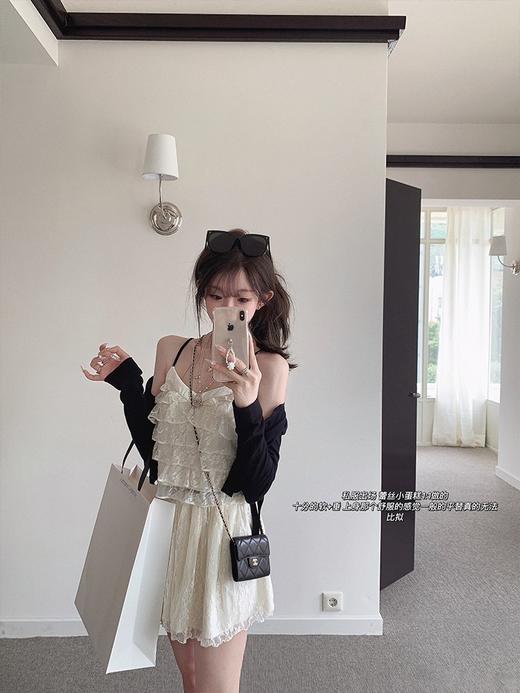 金蘑菇菇  小白花半裙 白色蕾丝高腰A字短裙女温柔风显瘦小个子半身裙 商品图3