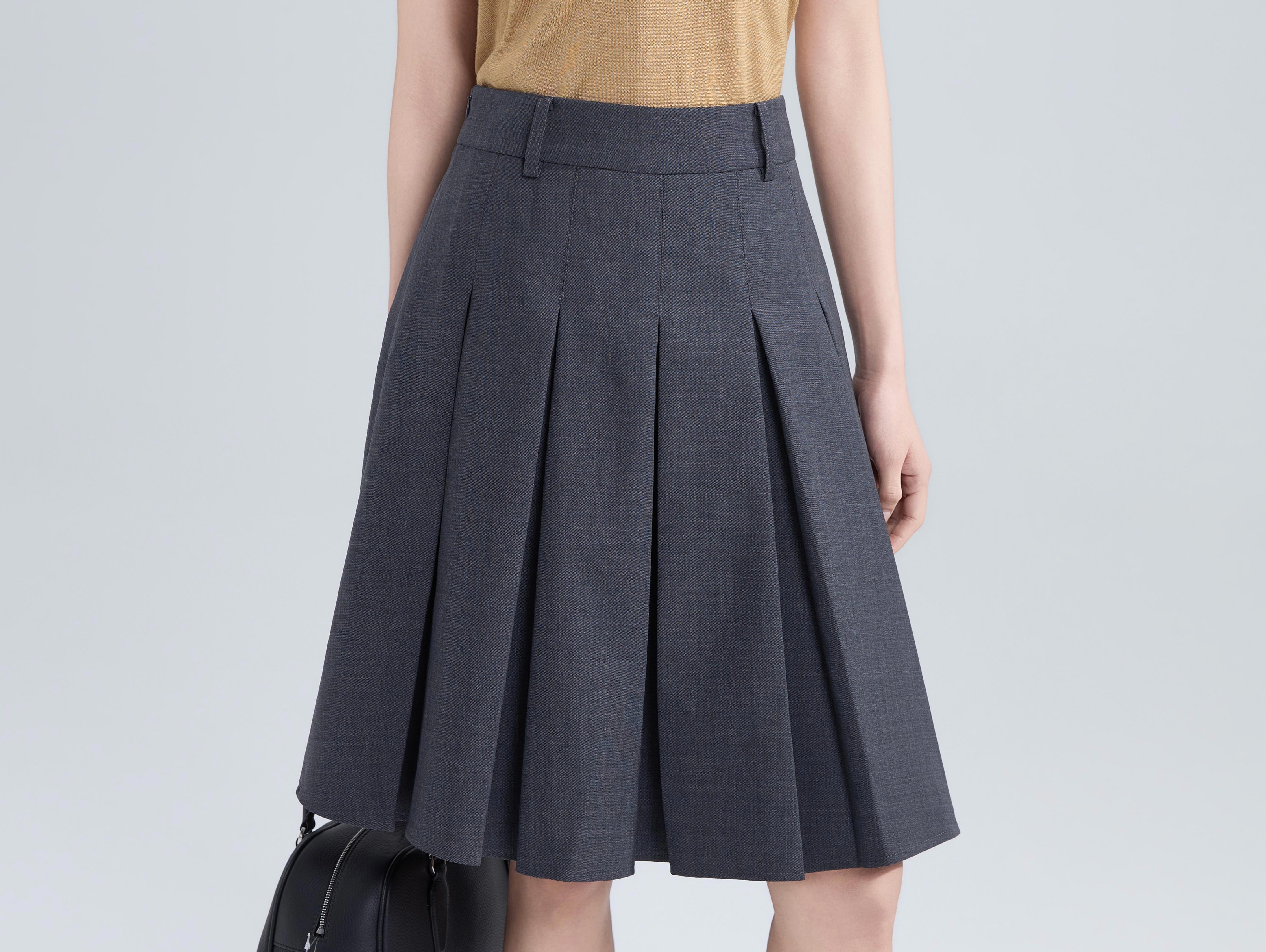 精纺羊毛学院风半裙