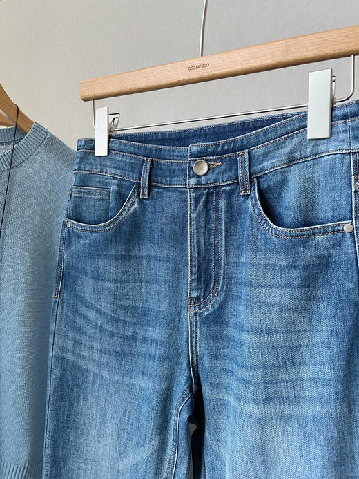 【腿精本腿】噢蜜ooomeooo高弹修身喇叭牛仔裤 商品图6