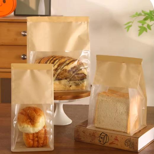 折边封口牛皮纸袋 大/中/小号 吐司面包袋 牛皮纸点心袋打包袋 5个/50个 商品图0