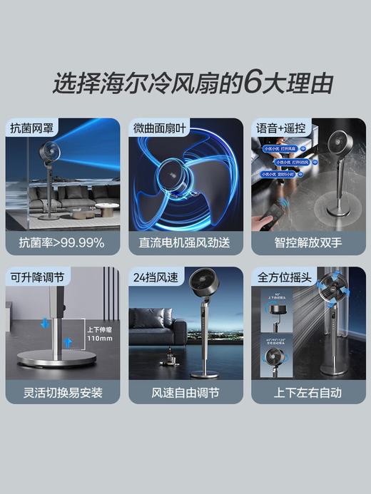 海尔（Haier）空气循环扇电风扇家用京东自营落地扇3D全自动摇头语音直流轻音伸缩电扇HFX-Y2353AP 商品图1