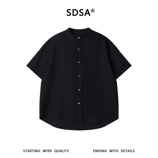 SDSA男装2026新款高贵轻奢立领单口袋短袖衬衫宽松休闲上衣 商品图0