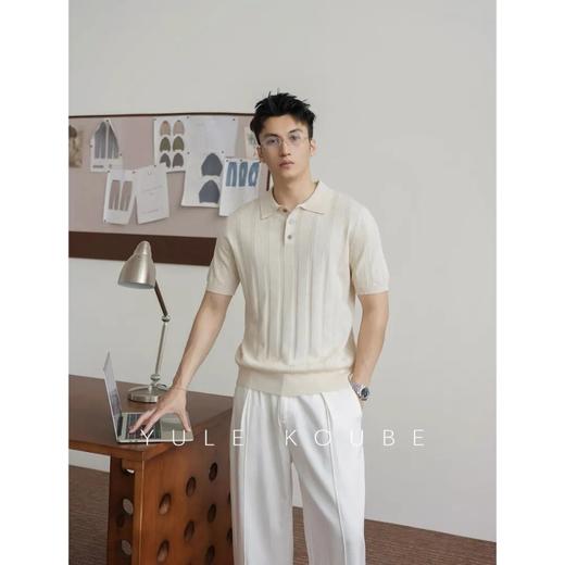 莱赛尔 亚麻 老钱风提花肌理坑条 通勤轻熟风 polo针织衫 商品图1