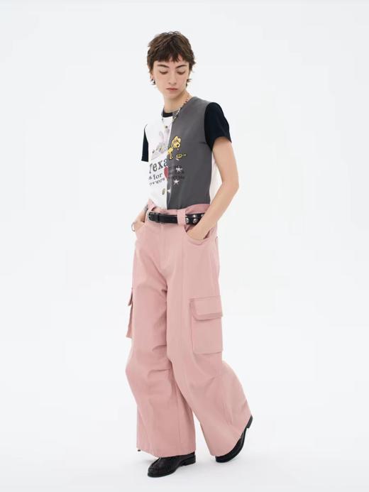 local tag/lt26ssk23/德州巴黎 复古印花拼接T 全棉撞色正肩修身短袖 商品图2