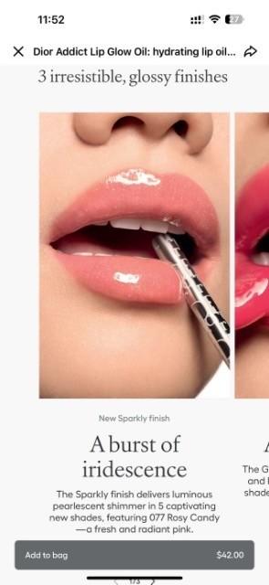 一店d 樶-新发售的魅惑系列润唇油 夯爆了！上嘴就是很有水光感的3D玻璃唇，涂上整个人都亮了起来，薄涂厚涂都美得令人窒息，而且它可以根据唇部ph值变色 
粉嘟嘟的，很闪很闪，直接嫩回18岁了 商品图8