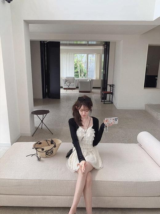 金蘑菇菇  小白花半裙 白色蕾丝高腰A字短裙女温柔风显瘦小个子半身裙 商品图2