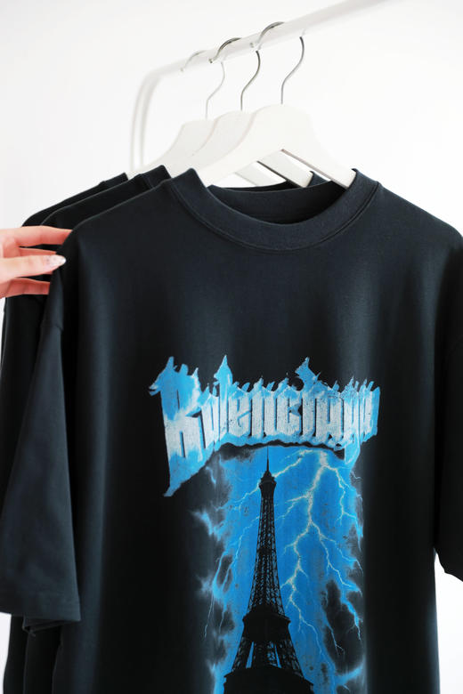 高街复古印花tee，上身真的好帅。胸前大印花宽松情侣t恤E040858 商品图4