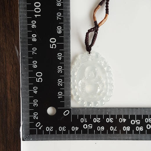 【天然正品】A货翡翠天然细腻冰种连珠瑞兽纹佛公造型（平安吉祥、福气满满）翡翠吊坠项链43.7*33.3*4.7MM（皆取最大值）220326TJ14 商品图2