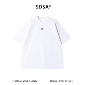 SDSA男装2026新款轻奢NO小字母刺绣短袖T恤宽松重磅圆领休闲上衣