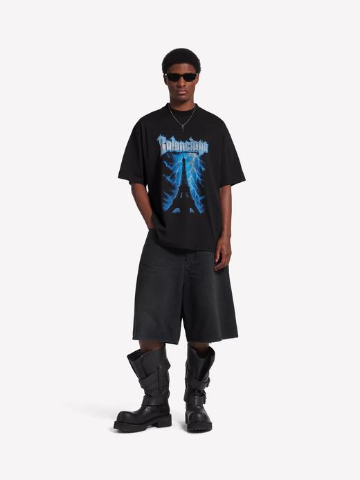 高街复古印花tee，上身真的好帅。胸前大印花宽松情侣t恤E040858 商品图6